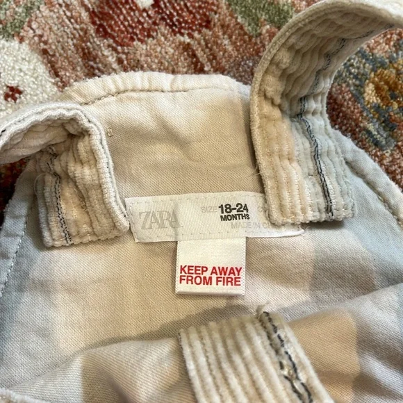 Zara Kids Cream Striped Overalls - Picture 3 of 3